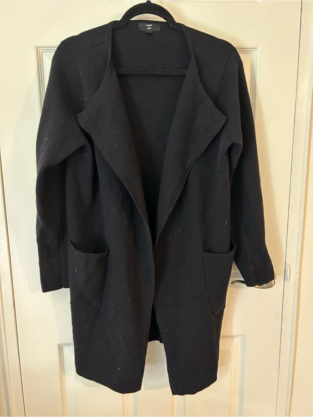 J. Crew Black Open-Front Longline Blazer-Style Coatigan